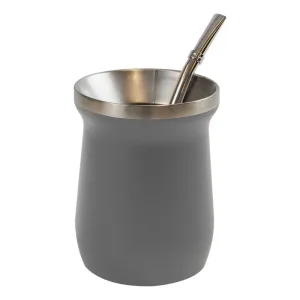 Mate Termico De Acero Inoxidable Dakota Con Bombilla De Regalo Color Gris Oscuro