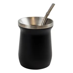 Mate Termico De Acero Inoxidable Dakota M250ss Con Bombilla De Regalo Color Negro