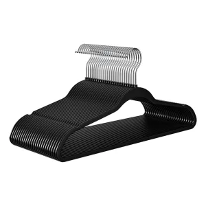 Set X25 Perchas De Terciopelo Dakota Antideslizante Premium Color Negro
