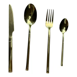 CUB002 SET DE CUBIERTOS DORADOS 24 PIEZAS